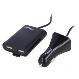 Încărcător Auto USB 4 Porturi 12-24V Negru