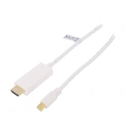 Cablu DisplayPort 1.2 la HDMI 2m Alb