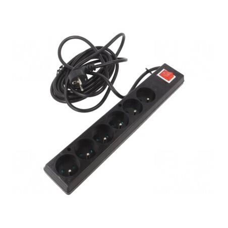 Prelungitor alimentare 6 prize negru 5m 16A | Electronic-mag.ro | Componente Electronice