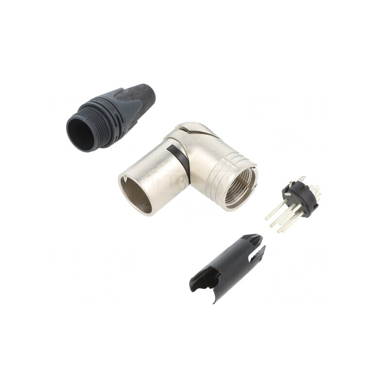 Mufă XLR tată 6 pini unghi 90° rotativ | Electronic-mag.ro | Componente Electronice