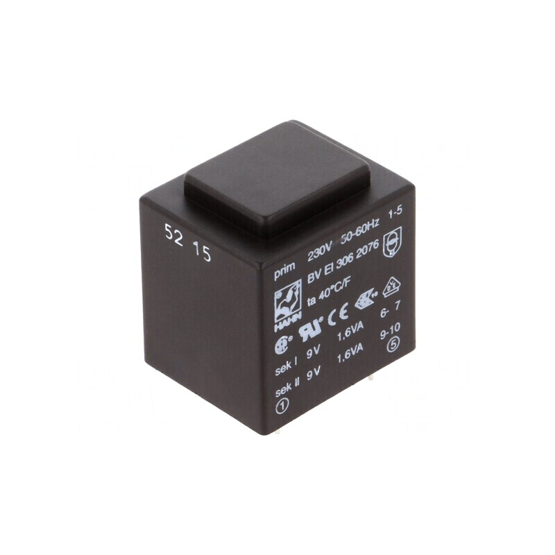 Transformator Încapsulat 3.2VA 230V 9V 178mA PCB | Electronic-mag.ro | Componente Electronice