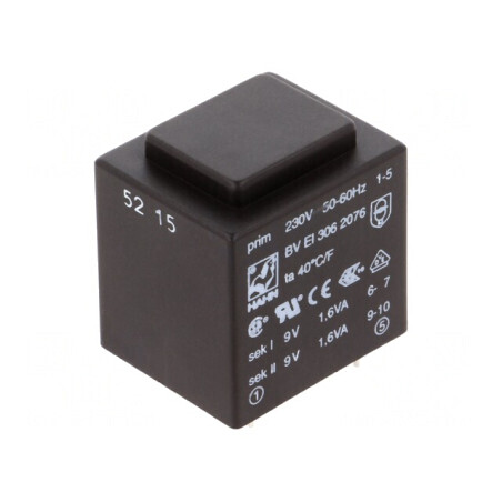 Transformator Încapsulat 3.2VA 230V 9V 178mA PCB | Electronic-mag.ro | Componente Electronice
