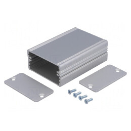 Carcasă aluminiu gri cu panou AKG 55x80x28mm | Electronic-mag.ro | Componente Electronice