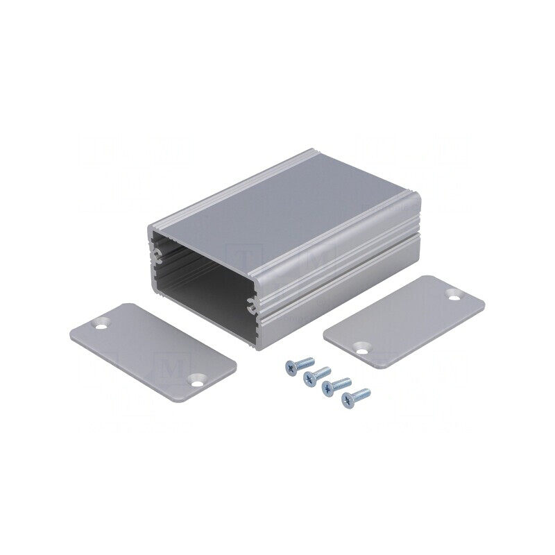 Carcasă aluminiu gri cu panou AKG 55x80x28mm | Electronic-mag.ro | Componente Electronice