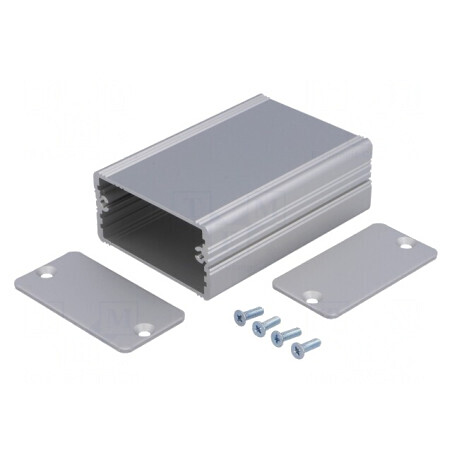 Carcasă aluminiu gri cu panou AKG 55x80x28mm | Electronic-mag.ro | Componente Electronice