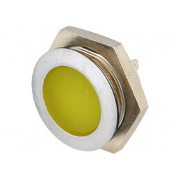 Lampă LED galbenă 24-28V DC Ø22mm IP67 metal | Electronic-mag.ro | Componente Electronice