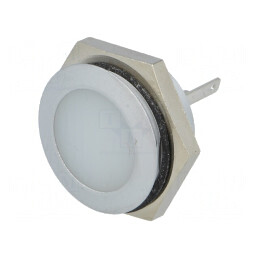 Lumină de Control LED Albă 24-28V IP67 Ø22mm Metalică | Electronic-mag.ro | Componente Electronice