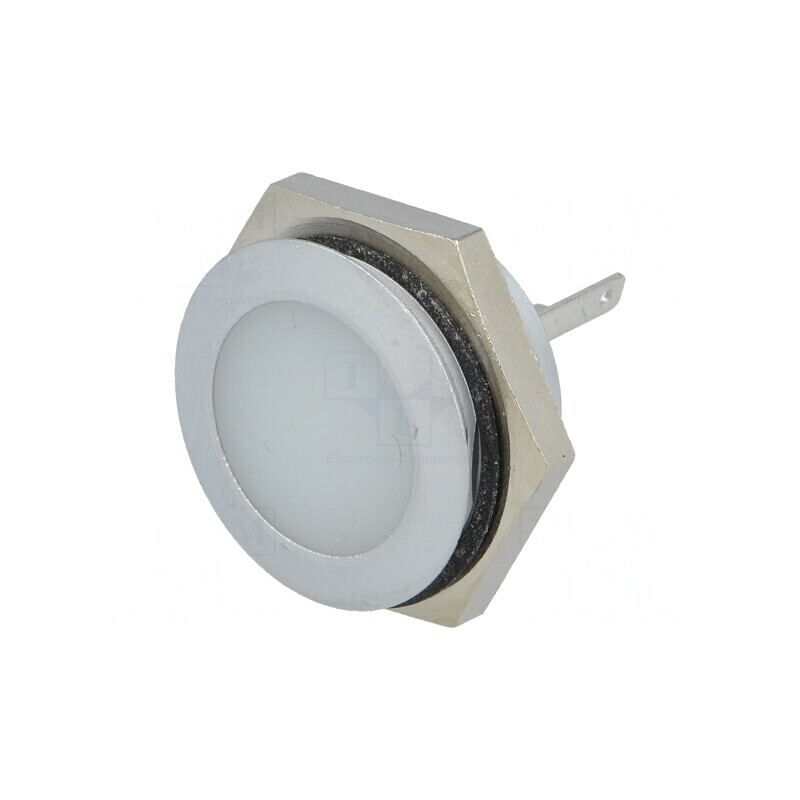 Lumină de Control LED Albă 24-28V IP67 Ø22mm Metalică | Electronic-mag.ro | Componente Electronice