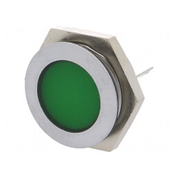 Lampă LED verde 12V 22mm IP67 metal | Electronic-mag.ro | Componente Electronice