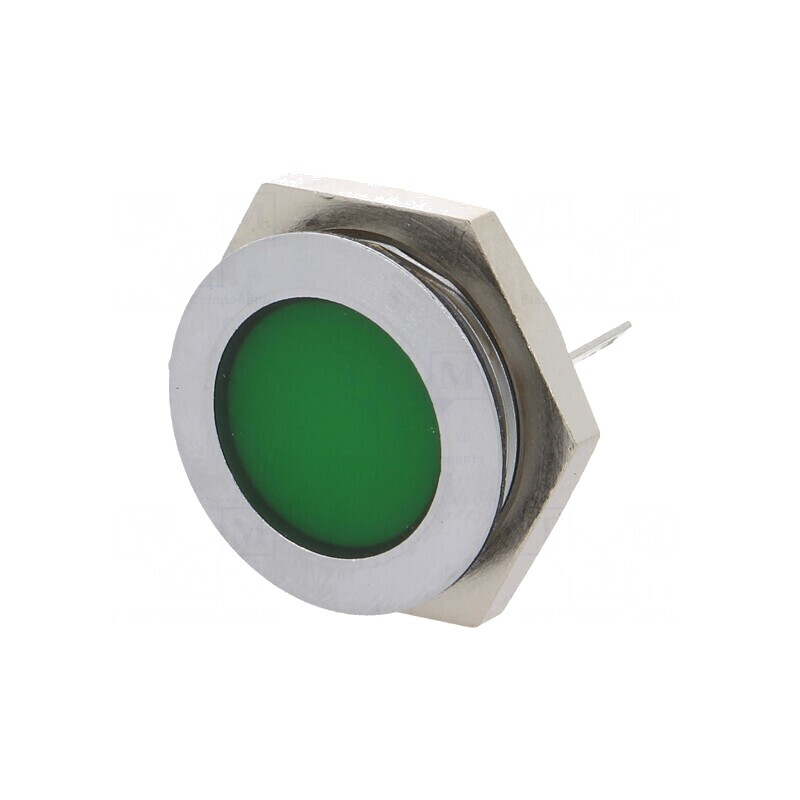 Lampă LED verde 12V 22mm IP67 metal | Electronic-mag.ro | Componente Electronice