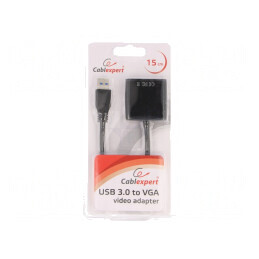 Adaptor USB 3.0 la D-Sub 15pin HD, 0,15m, Negru | Electronic-mag.ro | Componente Electronice