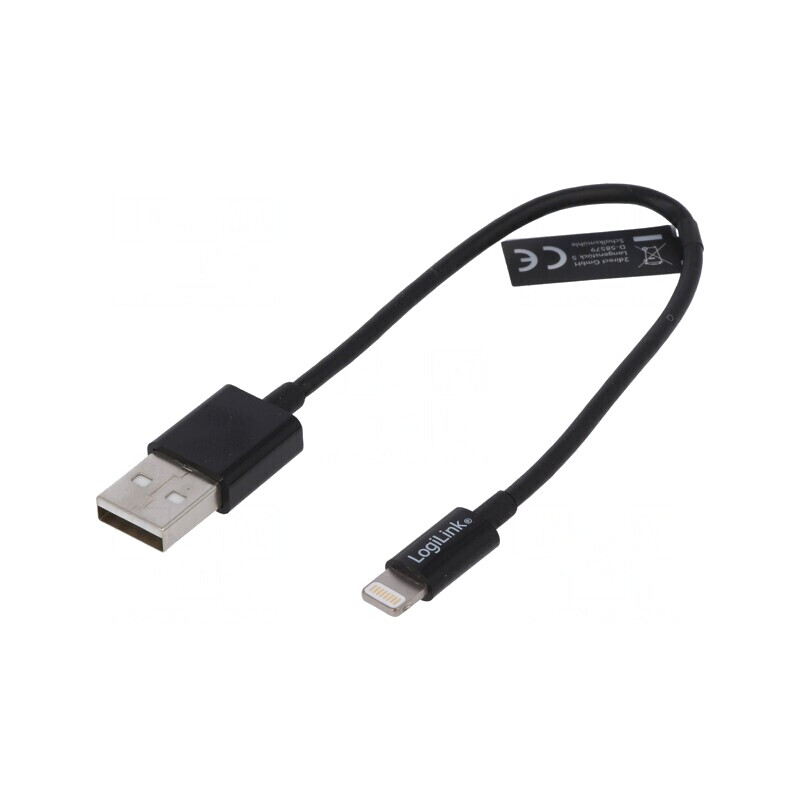 Cablu USB 2.0 Apple Lightning 0.18m Negru | Electronic-mag.ro | Componente Electronice