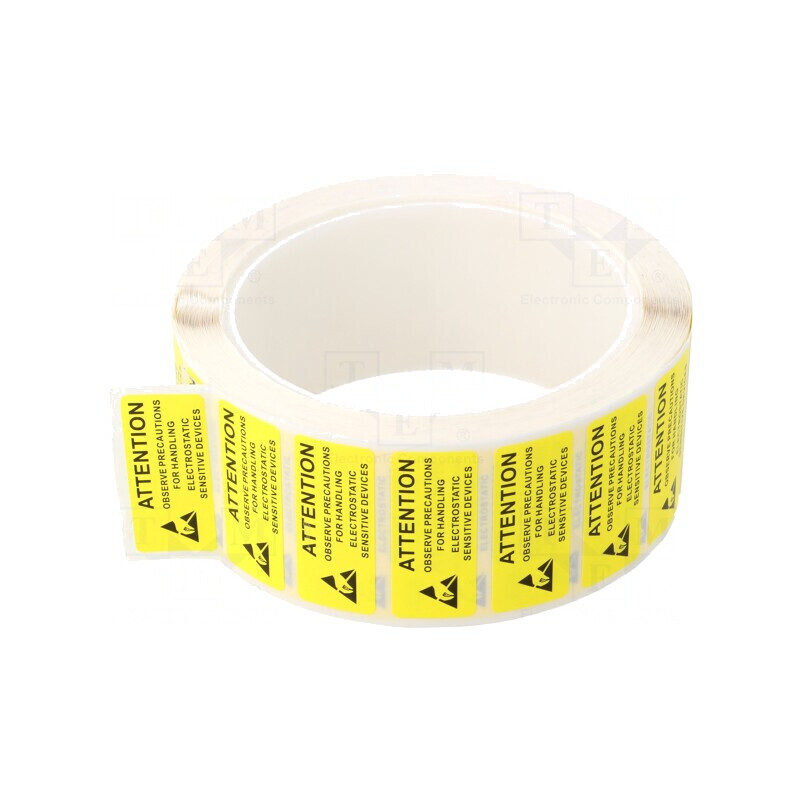 Etichetă Autoadezivă ESD 16x38mm 1000 Buc Galben-Negru | Electronic-mag.ro | Componente Electronice