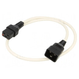 Cablu IEC C19-C20 1m cu blocare alb