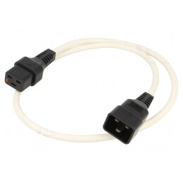 Cablu IEC C19-C20 1m cu blocare alb | Electronic-mag.ro | Componente Electronice