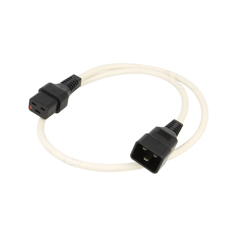 Cablu IEC C19-C20 1m cu blocare alb | Electronic-mag.ro | Componente Electronice
