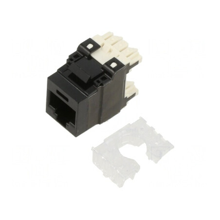 Soclu RJ45 Cat 6a 8p8c Negru | Electronic-mag.ro | Componente Electronice