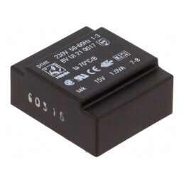 Transformator încapsulat 1VA 230V 15V 67mA PCB | Electronic-mag.ro | Componente Electronice