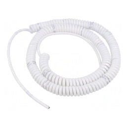 Cablu spiralat neecranat PUR alb 0,8m 300V | Electronic-mag.ro | Componente Electronice