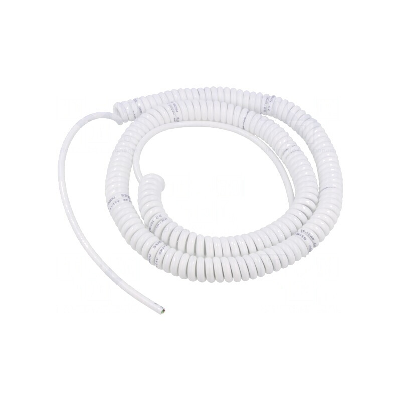 Cablu spiralat neecranat PUR alb 0,8m 300V | Electronic-mag.ro | Componente Electronice