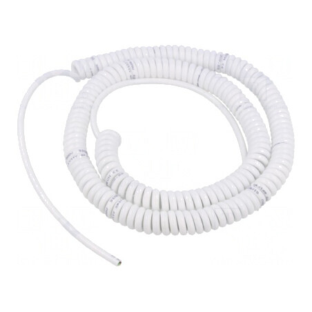 Cablu spiralat neecranat PUR alb 0,8m 300V | Electronic-mag.ro | Componente Electronice