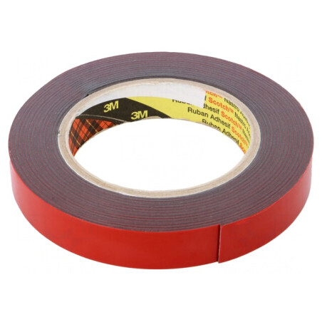 Bandă de Fixare Acrilică Gri Închis 19mm x 5.5m 3M | Electronic-mag.ro | Componente Electronice