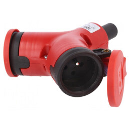 Conector Alimentare AC Splitter 2P PE 250V 16A Roșu IP44 | Electronic-mag.ro | Componente Electronice