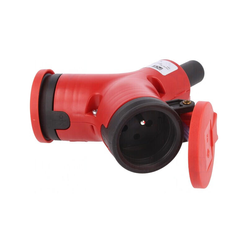 Conector Alimentare AC Splitter 2P PE 250V 16A Roșu IP44 | Electronic-mag.ro | Componente Electronice