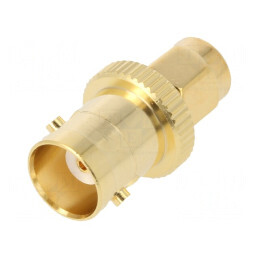 Adaptor BNC Mamă la SMA Tată Aurit 50Ω PTFE | Electronic-mag.ro | Componente Electronice