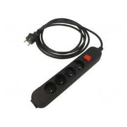 Prelungitor alimentare 4 prize PVC negru 3m 16A | Electronic-mag.ro | Componente Electronice