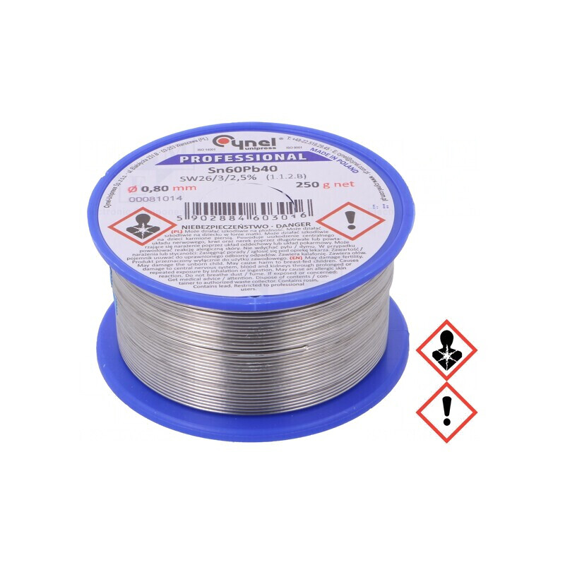 Sârmă de Lipit cu Plumb Sn60Pb40 0,8mm 250g 190°C | Electronic-mag.ro | Componente Electronice