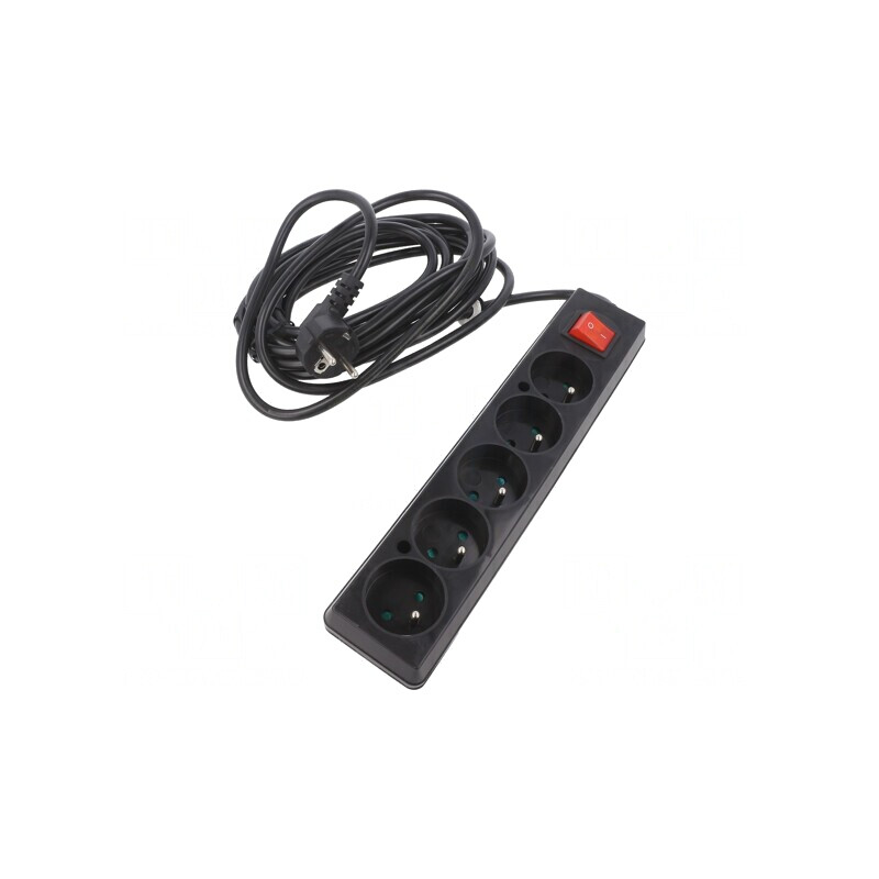 Prelungitor Negru 5 Prize 5m 16A | Electronic-mag.ro | Componente Electronice