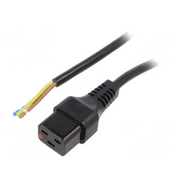 Cablu IEC C19 mamă cu blocare 2m negru 16A | Electronic-mag.ro | Componente Electronice