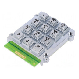 Tastatură: metal | Nr.butoane: 12 | fără | metal | 200mΩ | 1,5N | 20mA | AK-707-A-SSB-WP-MM
