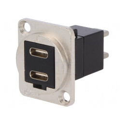 Adaptor USB-C Dublu, Soclu Față și Mufă Spate