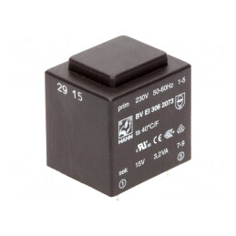 Transformator încapsulat 3,2VA 230V 15V PCB | Electronic-mag.ro | Componente Electronice