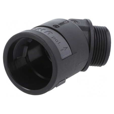 Conectori în unghi 45° cu filet metric și exterior din poliamidă 6 | Electronic-mag.ro | Componente Electronice