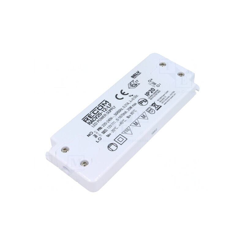 Alimentator LED 20W 12V 1670mA IP20 | Electronic-mag.ro | Componente Electronice