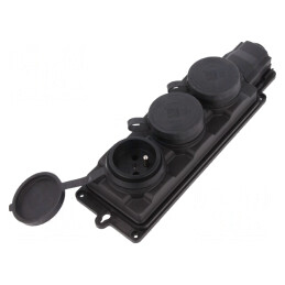 Conector Alimentare AC 2P+PE 250VAC 16A Negru IP44 | Electronic-mag.ro | Componente Electronice