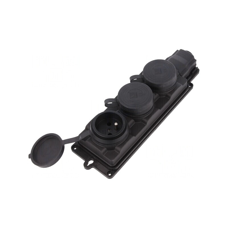 Conector Alimentare AC 2P+PE 250VAC 16A Negru IP44 | Electronic-mag.ro | Componente Electronice