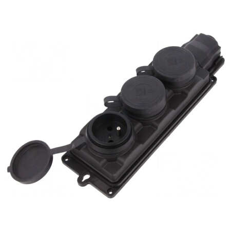 Conector Alimentare AC 2P+PE 250VAC 16A Negru IP44 | Electronic-mag.ro | Componente Electronice