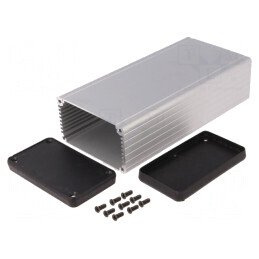 Carcasă Aluminiu Gri cu Panou 78x160x43mm | Electronic-mag.ro | Componente Electronice