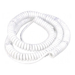 Cablu spiralat neecranat 3x0.15mm2 PUR alb 0.8m-3.2m 300V