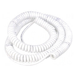 Cablu spiralat neecranat 3x0.15mm2 PUR alb 0.8m-3.2m 300V | Electronic-mag.ro | Componente Electronice