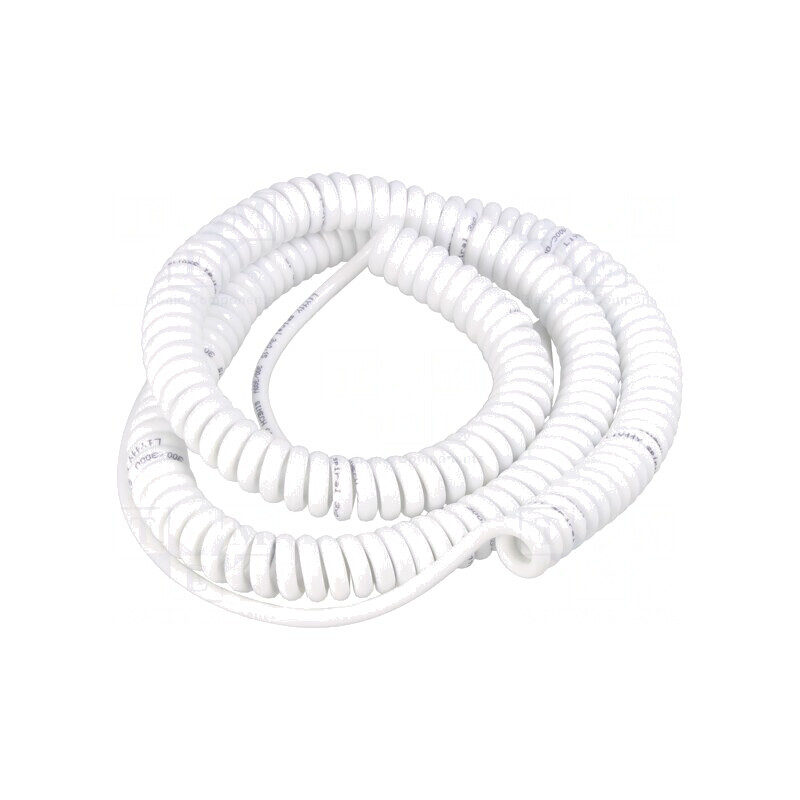 Cablu spiralat neecranat 3x0.15mm2 PUR alb 0.8m-3.2m 300V | Electronic-mag.ro | Componente Electronice