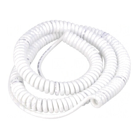 Cablu spiralat neecranat 3x0.15mm2 PUR alb 0.8m-3.2m 300V | Electronic-mag.ro | Componente Electronice