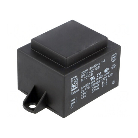 Transformator încapsulat 6VA 230VAC 7,5V 400mA | Electronic-mag.ro | Componente Electronice