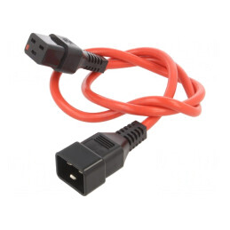 Cablu IEC C19 mamă - IEC C20 tată 1m cu blocare roșu | Electronic-mag.ro | Componente Electronice