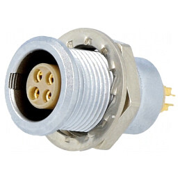 Conector Circular 0B Soclu Mamă 4 PIN Lipire 7A IP50 | Electronic-mag.ro | Componente Electronice