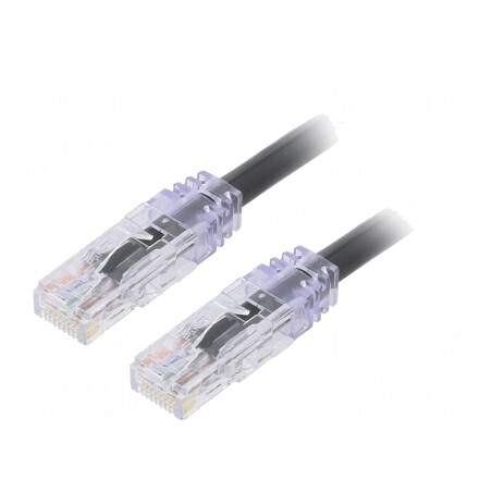 Patch cord TX6A 10Gig U/UTP Cat6a PVC Negru 0,5m | Electronic-mag.ro | Componente Electronice